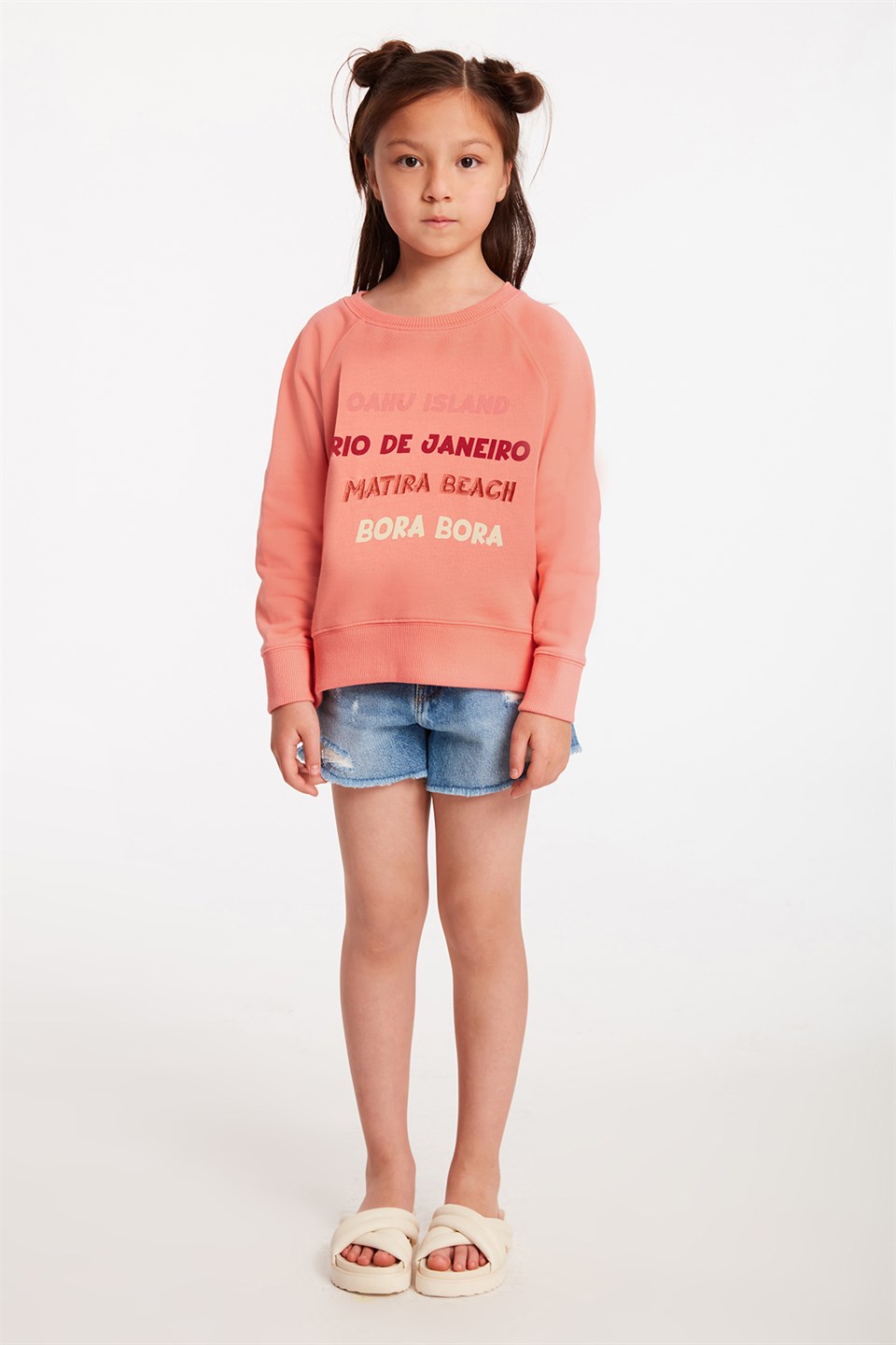 APRIL Çocuk Somon Baskılı Yuvarlak Yaka Comfort Fit Sweatshirt