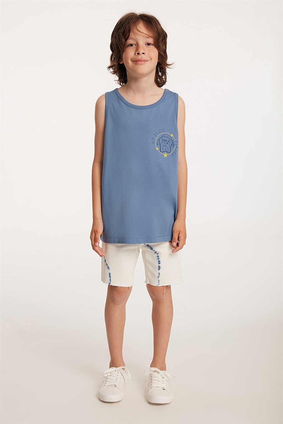 BULLDOG Çocuk Mavi Baskılı Yuvarlak Yaka Comfort Fit T-Shirt