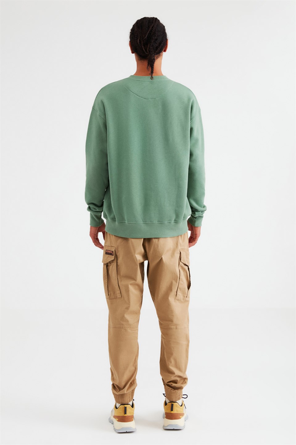CANCEL Erkek Koyu Yeşil Baskılı Yuvarlak Yaka Comfort Fit Sweatshirt