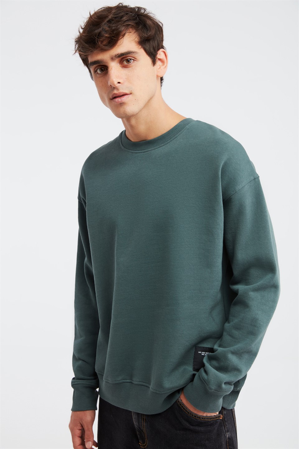 CULT Erkek Yeşil Baskılı Yuvarlak Yaka Oversize Sweatshirt