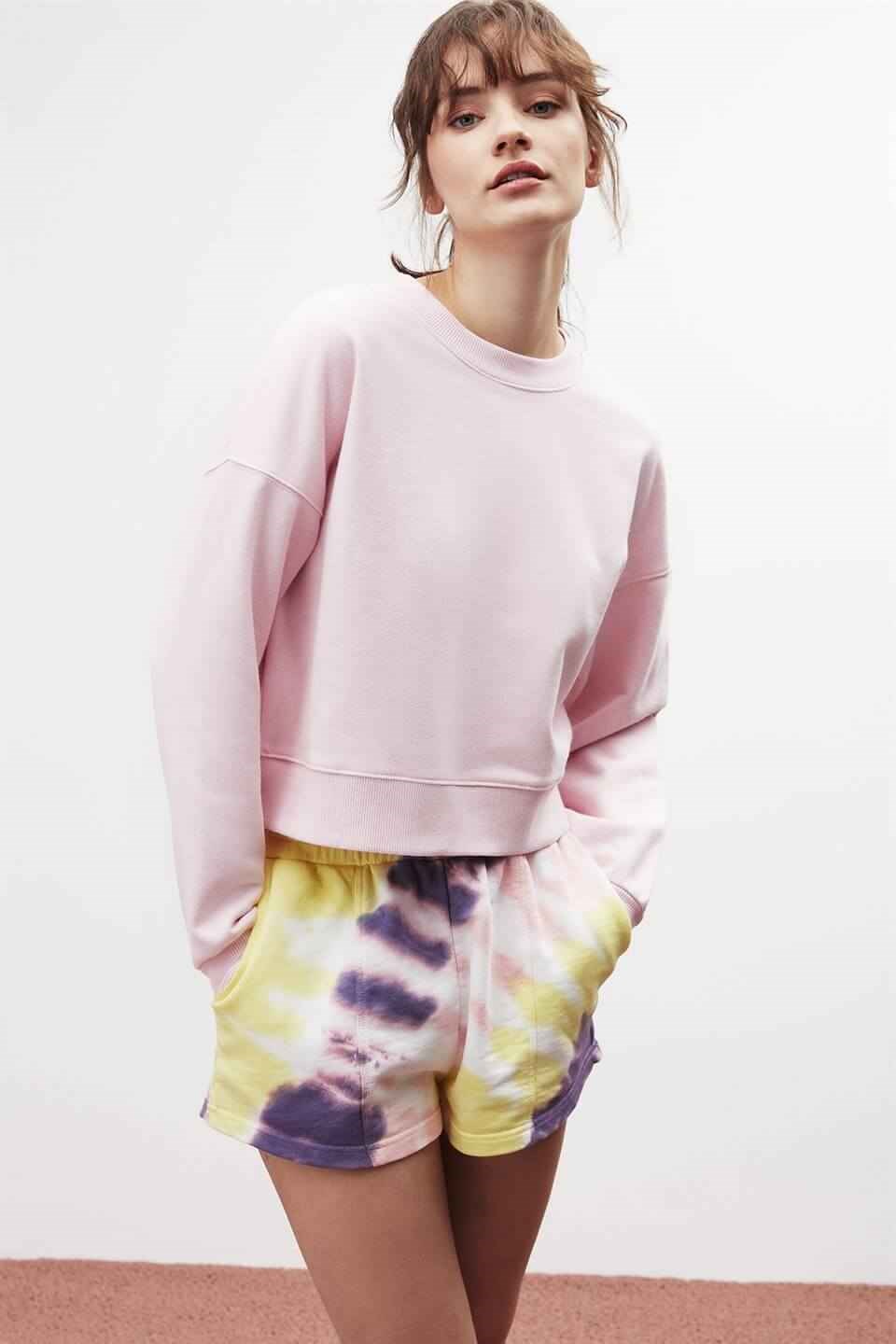 ELIZABETH Kadın Pembe Düz Renk Yuvarlak Yaka Comfort Fit Sweatshirt
