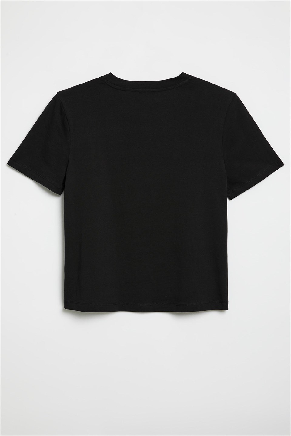 HANNAH Kadın Siyah Düz Renk Yuvarlak Yaka Comfort Fit T-Shirt