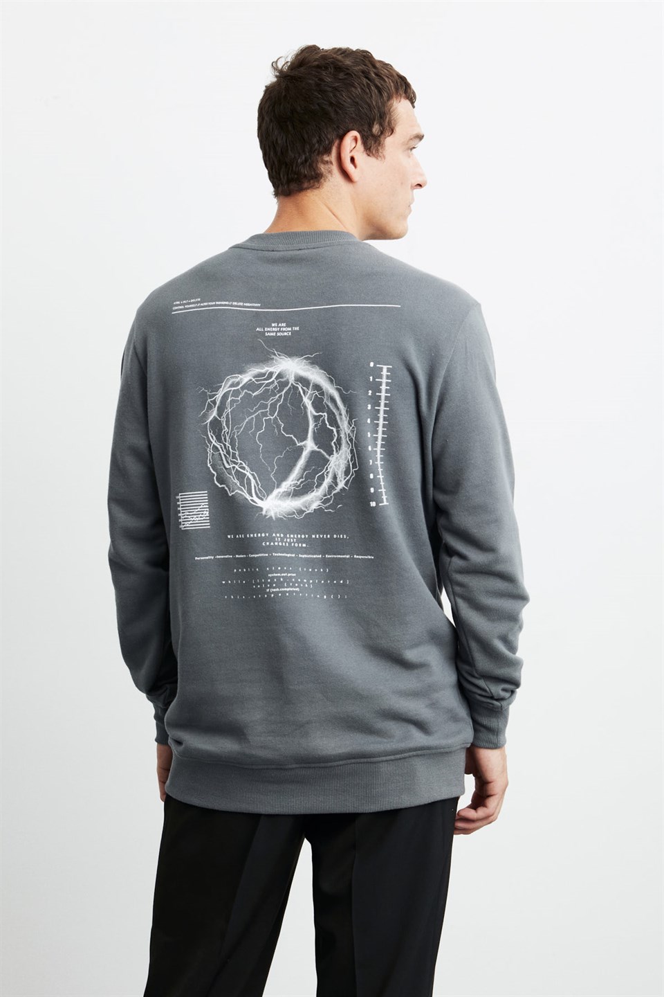 JAX Erkek Gri Nakışlı-İşleme Yuvarlak Yaka Comfort Fit Sweatshirt