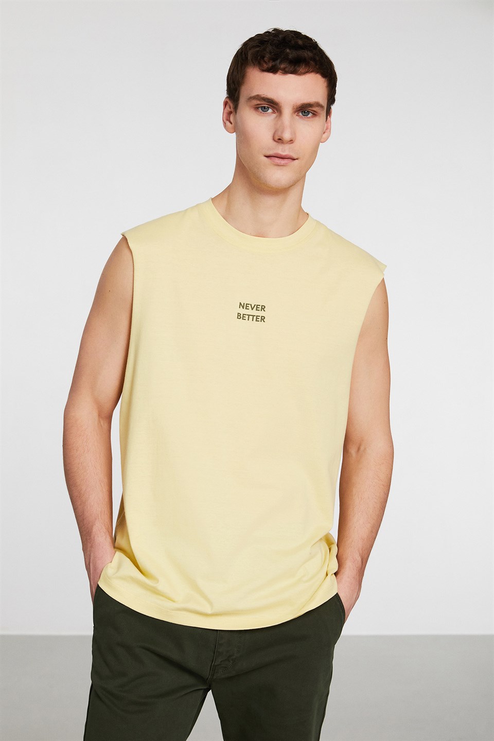 LIMELIGHT Erkek Sarı Baskılı Yuvarlak Yaka Comfort Fit T-Shirt