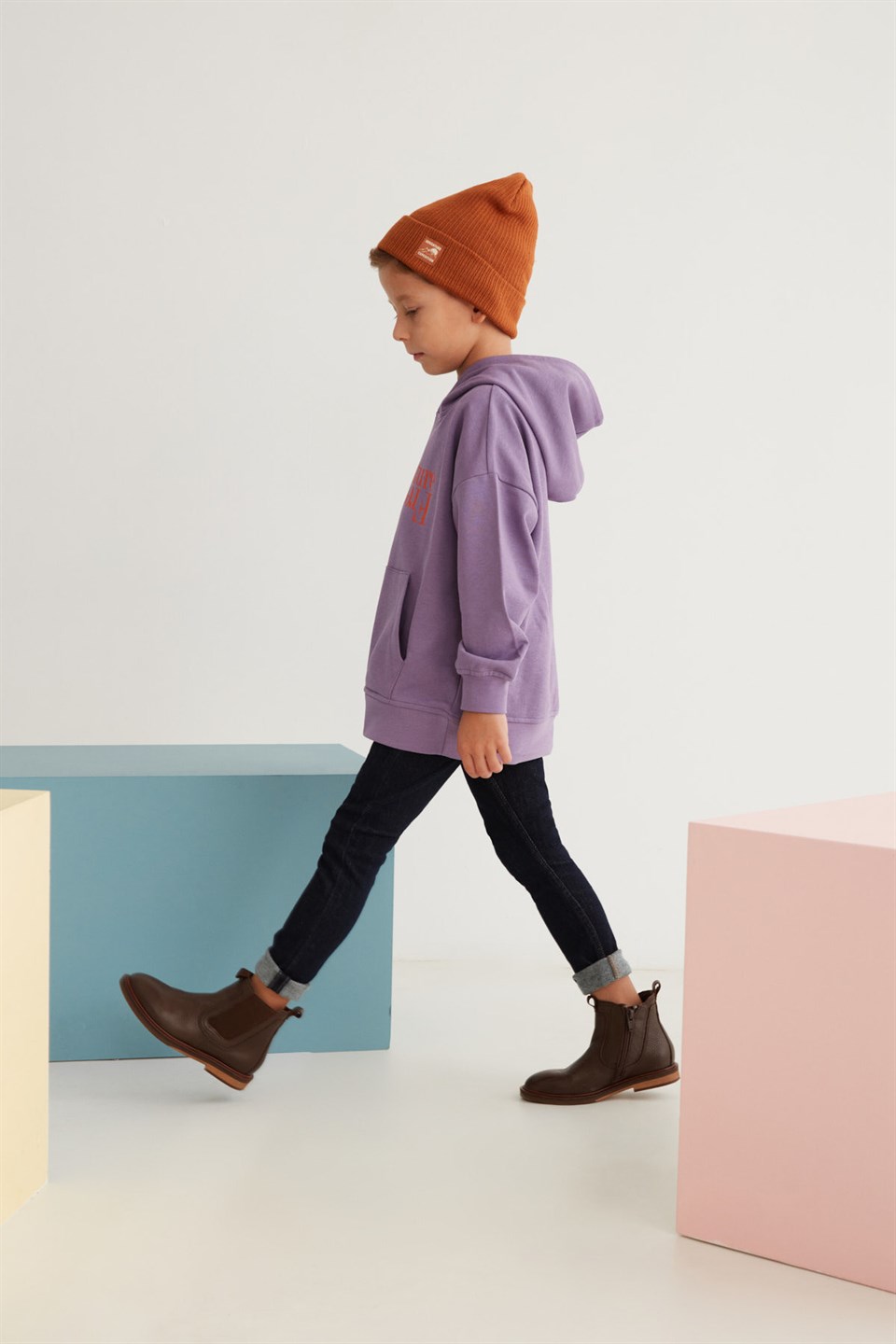MARC Çocuk Mor Baskılı Kapüşonlu Comfort Fit Sweatshirt