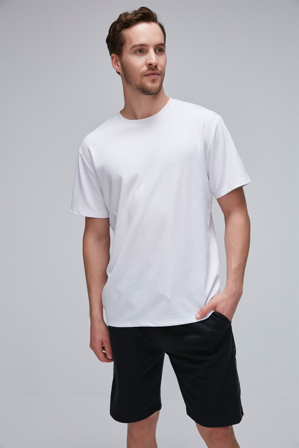 MAVERICK Erkek Beyaz Düz Renk Yuvarlak Yaka Comfort Fit T-Shirt