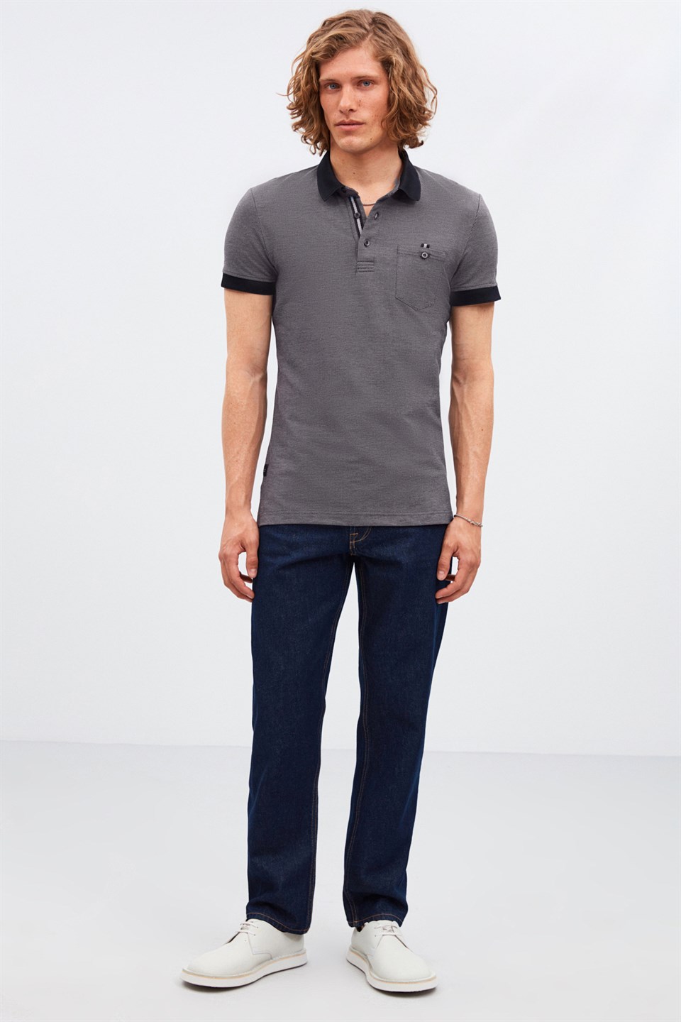 NEWPORT Lacivert Erkek Kontrast Renk    Polo  Slim Fit T-Shirt