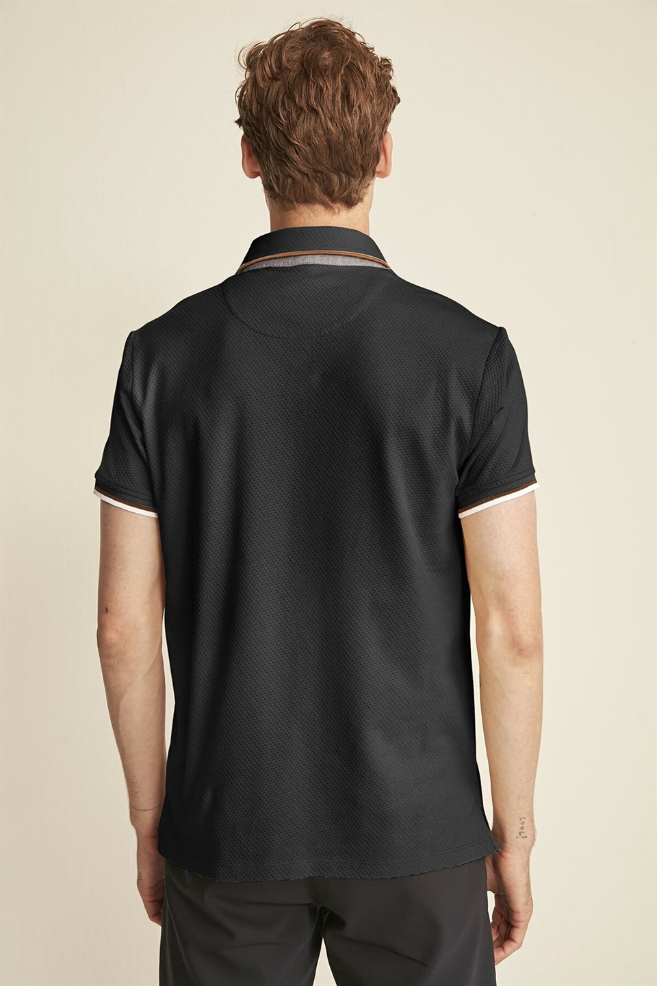 NOAH Erkek Siyah Düz Renk Polo Yaka Comfort Fit Polo Yaka T-shirt