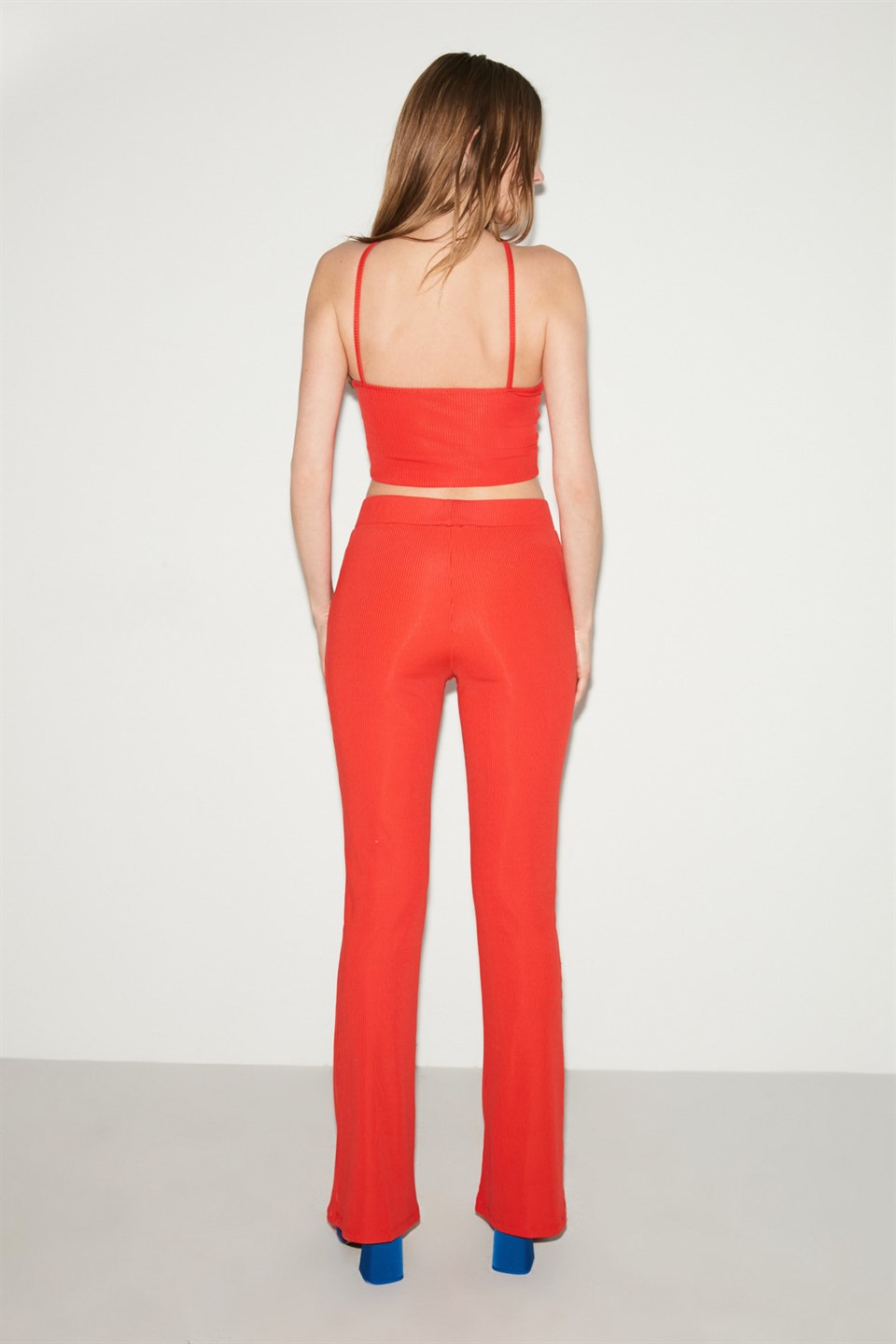 PEONY Kırmızı Kadın Düz Renk     İspanyol Paça Flare Pantolon