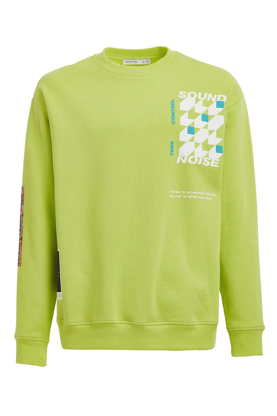 RAD Erkek Neon Yeşil Baskılı Yuvarlak Yaka Oversıze Sweatshirt