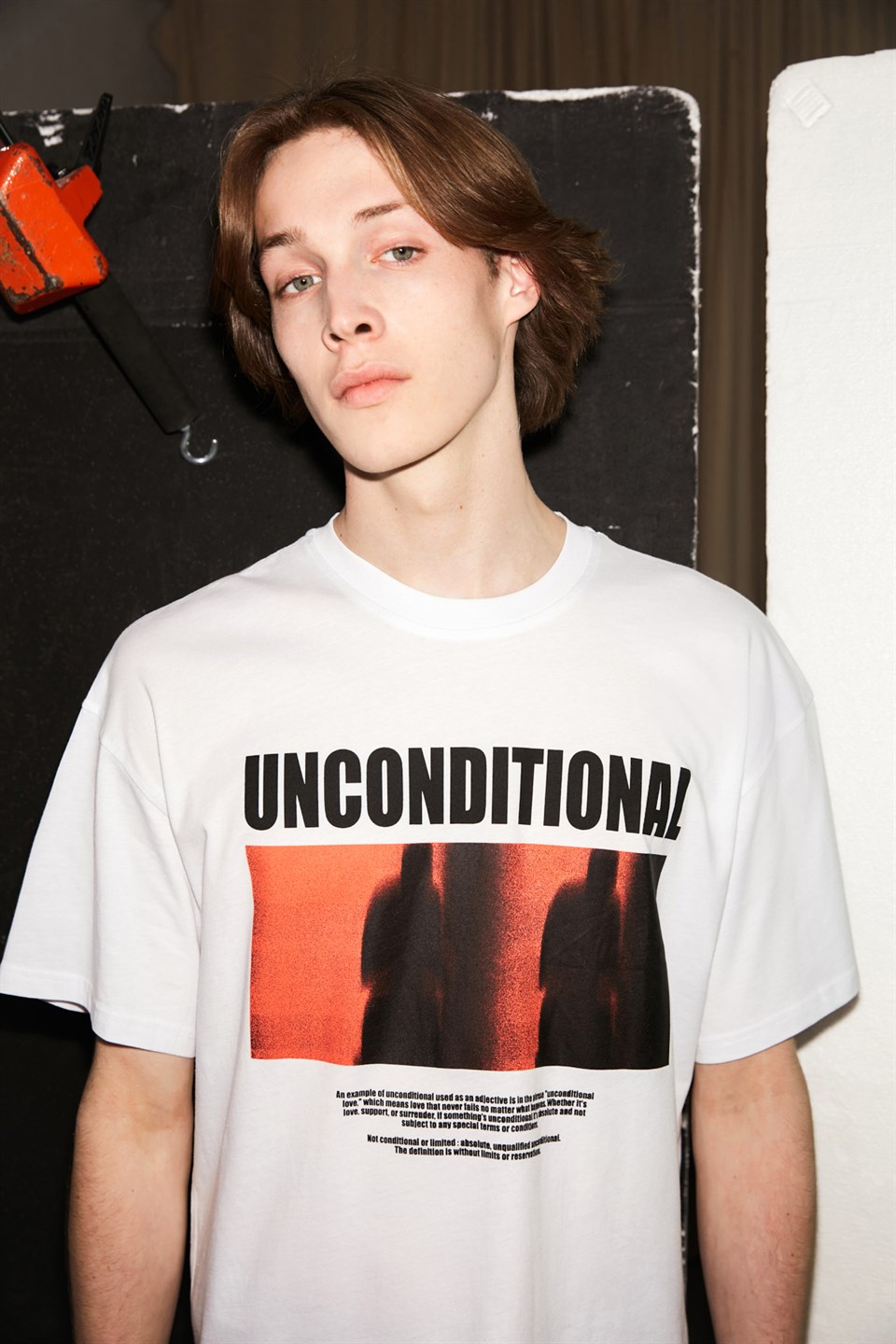 UNCONDITIONAL Erkek Beyaz Baskılı Yuvarlak Yaka Oversize T-Shirt