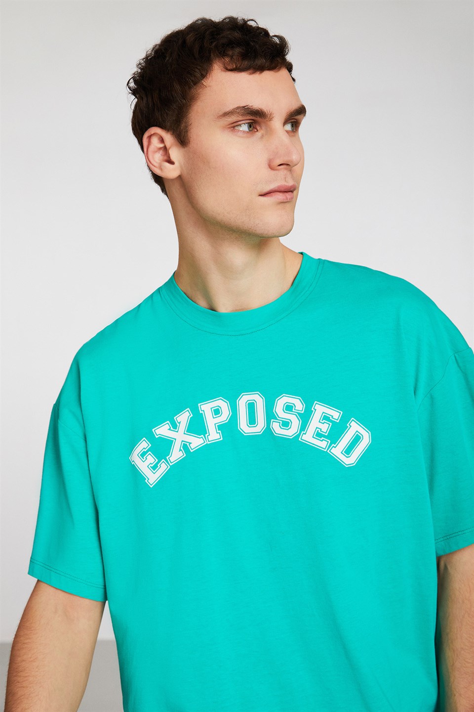 WHIST Erkek Yeşil Baskılı Yuvarlak Yaka Oversize T-Shirt